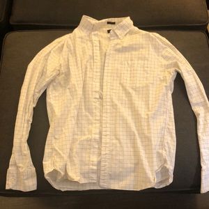 White j crew button up shirt blue thin stripes